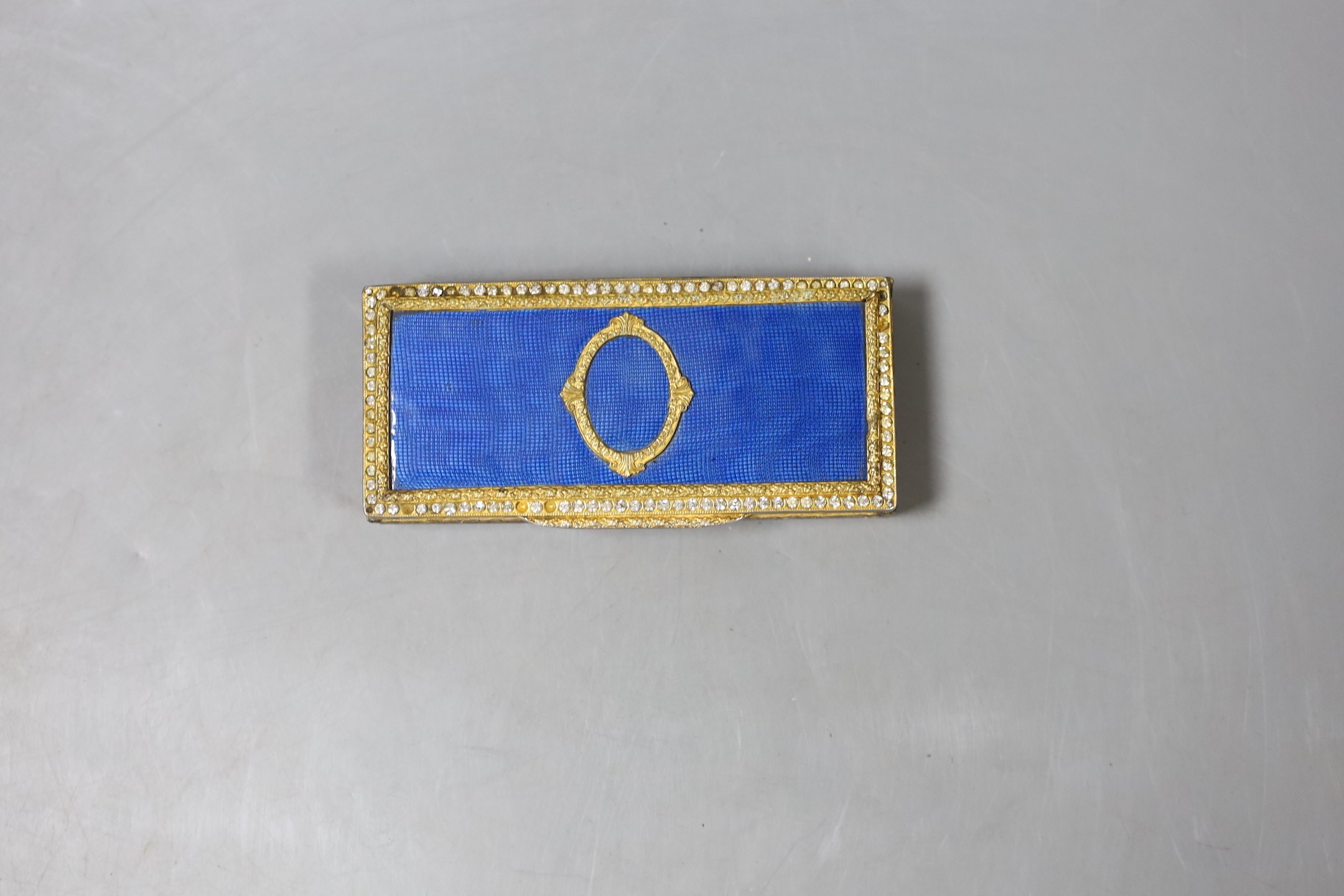 A gilt metal and blue enamel snuff box